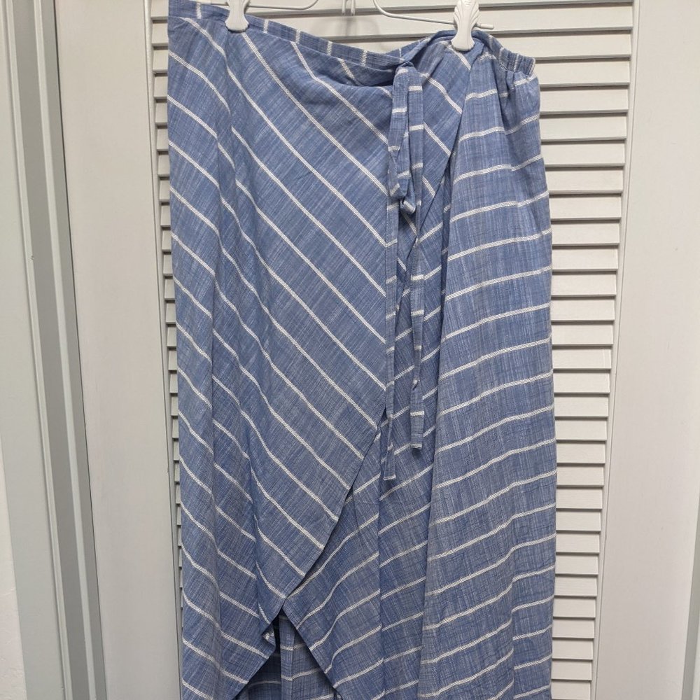 Women's Faux Wrap Linen-like Skirt w/ Lining Size XL